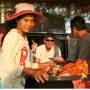 Cambodge - langoustines sur la plage