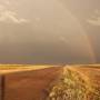 Kazakhstan - Piste au travers de la steppe .. par un temps de rêve .. pour l